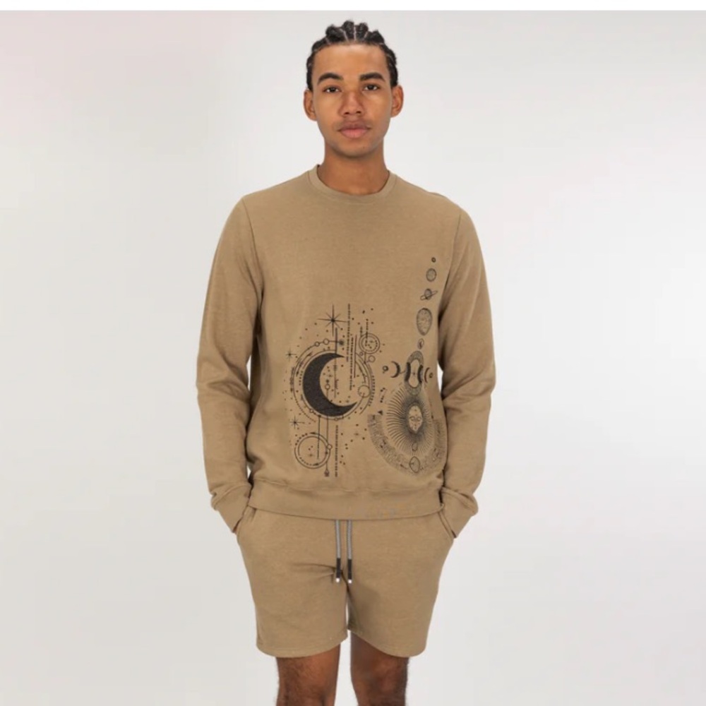 NWOT BLIND ROOSTER Embroidered Front Sweatshirt - Elmwood / Celestial men’s: MED